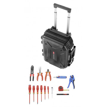 Valise de maintenance à roulettes sélection électricien de 14 pcs