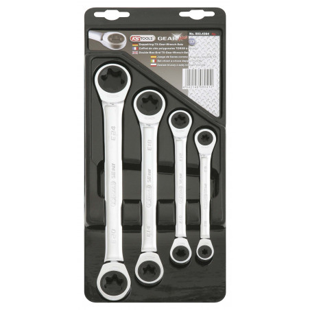 Jeu de clés polygonales à cliquet GEARplus TORX - 4 pièces - KSTools | 503.4364