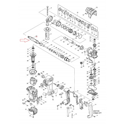 Pièce détachée support d'outil pour perforateur burineur Sds+ HR2811FT Makita | 158286-1