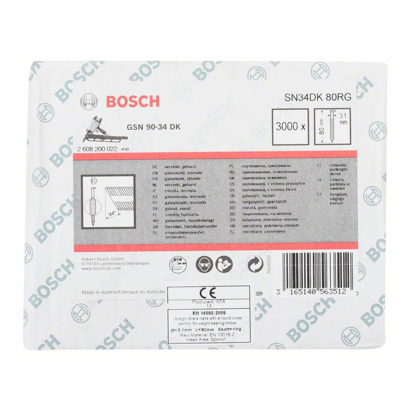 Clou en bande tête D SN34DK 80RG Accessoire Bosch pro outillage 2608200022