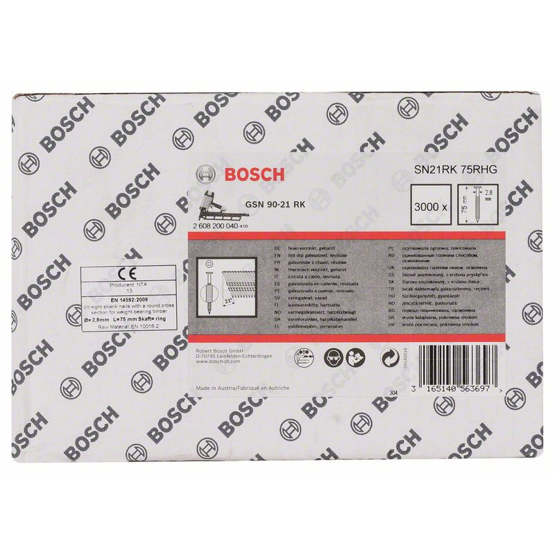 Clou en bande tête ronde SN21RK 75RHG Accessoire Bosch pro outillage 2608200040