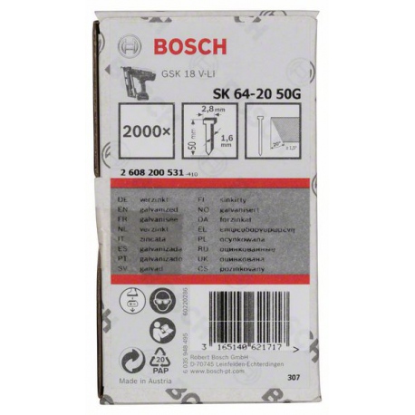 Pointe à tête fraisée SK64 20G Accessoire Bosch pro outillage 2608200531