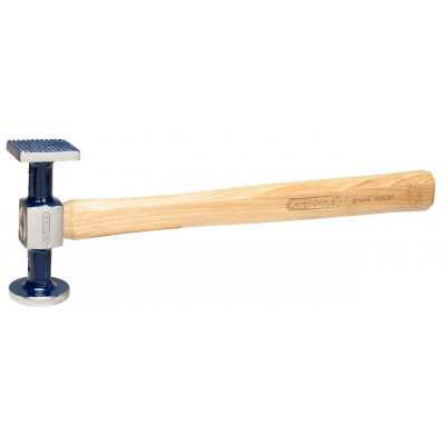 Marteau à retreindre , panne plate quadrillée brute,en acier poli, manche HICKOR - KS Tools | 140.2132