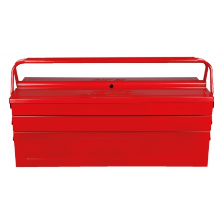 Caisse à outils métallique rouge - dépliable - 5 compartiments SAM
