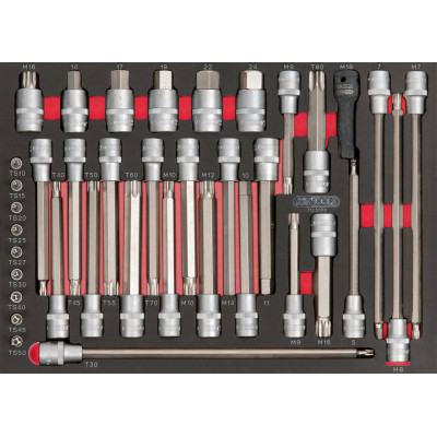 Module d'embouts longs pour la mécanique 1/4" - 1/2", 38 pièces" - KS Tools | 712.5038