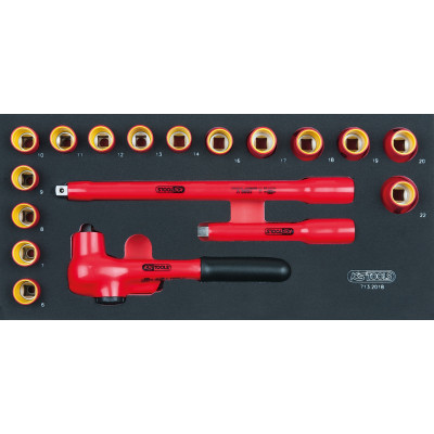 Module de douilles et accessoires isolés 1000V, 18 pièces - KS Tools | 713.2018