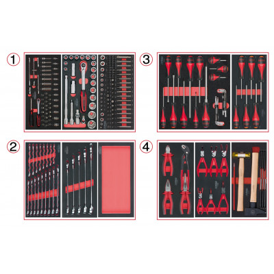 Composition d'outils 4 tiroirs pour servante, 241 pièces - KS Tools | 714.0241