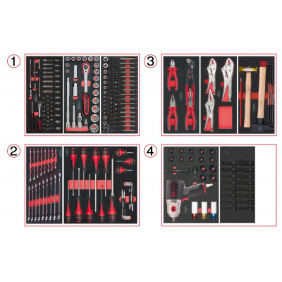 Composition d'outils 4 tiroirs pour servante, 263 pièces - KS Tools | 714.0263