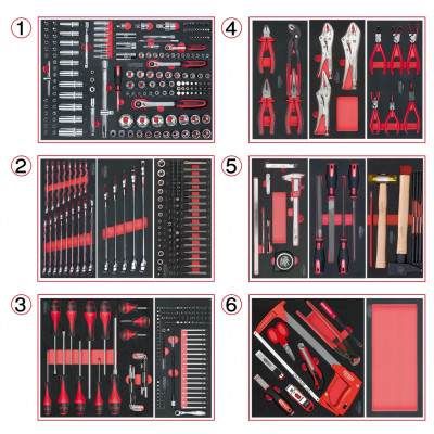 Composition d'outils 6 tiroirs pour servante, 455 pièces - KS Tools | 714.0452
