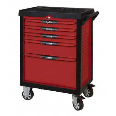 Servante PEARLline rouge 5 tiroirs équipée de 173 outils - KS Tools | 809.5173