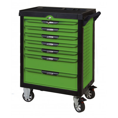 Servante PEARLline verte 7 tiroirs équipée de 263 outils - KS Tools | 817.7263