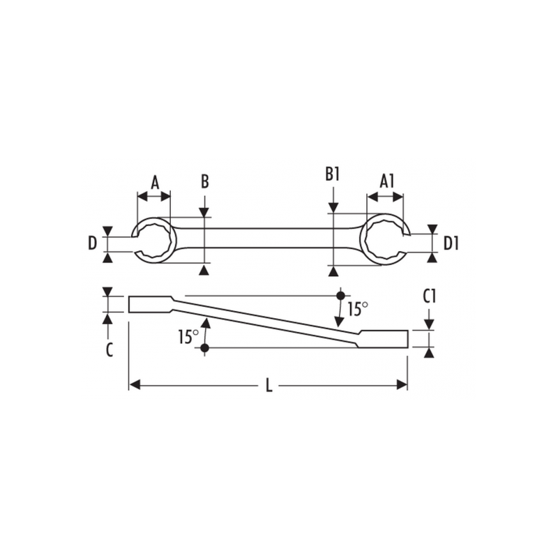 E117394 Expert Jeu de 5 clés à tuyauter 6 pans x 6 pans