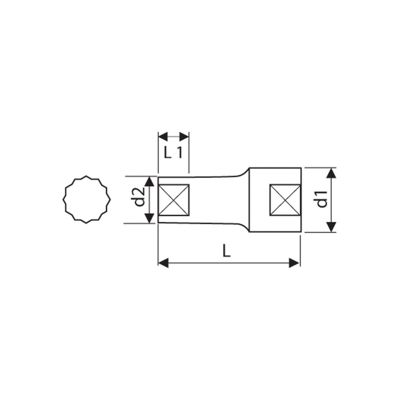 E117286 Expert Douilles longues 1/2" - 12 pans - métriques