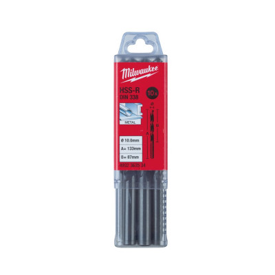 Forets à métaux HSS-R - DIN 338 - Packs de 5 et 10 forets HSSR 3.5 x 70 - 10 pcs  Milwaukee | 4932363469