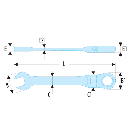 467F.3/4 Facom 467F - Clés mixtes à cliquet articulées en pouces