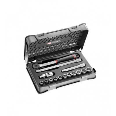 S.161-1P6U Facom Coffret douilles 1/2" 6 pans en pouces - 15 pièces - S.161-1P6U