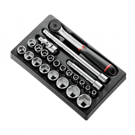 MOD.S161-36 Facom Module douilles 1/2" 6 pans métriques - 23 pièces - MOD.S161-36