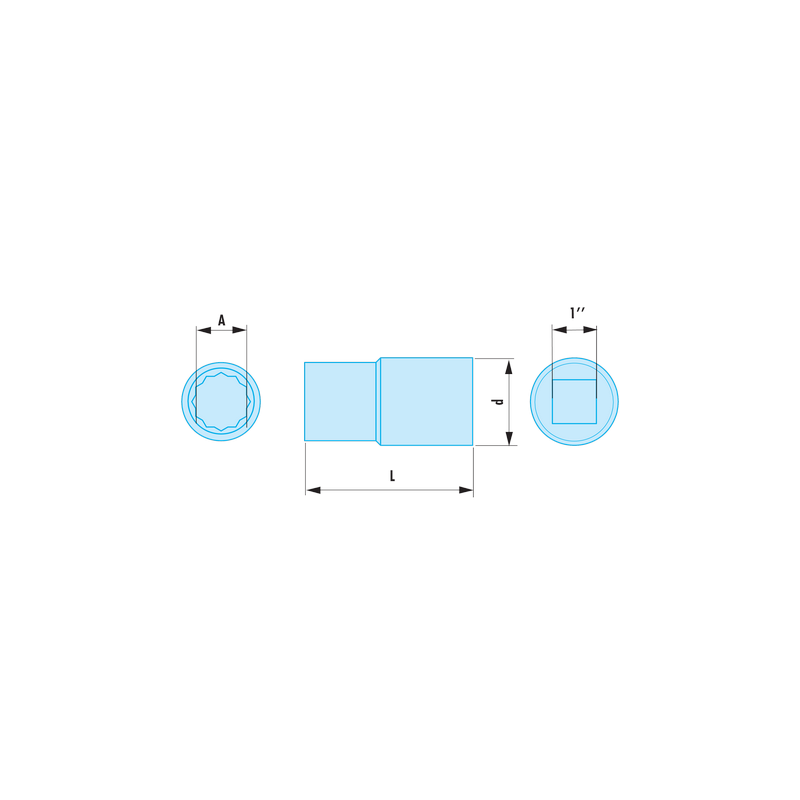 M.55SR Facom M.SR - Douilles 1" 12 pans métriques ADF