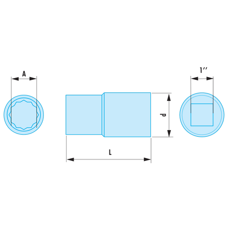 M.55SR Facom M.SR - Douilles 1" 12 pans métriques ADF