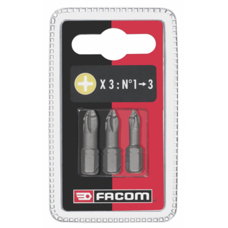 EP1.J3 Facom Jeu de 3 embouts High Perf' pour vis Phillips®