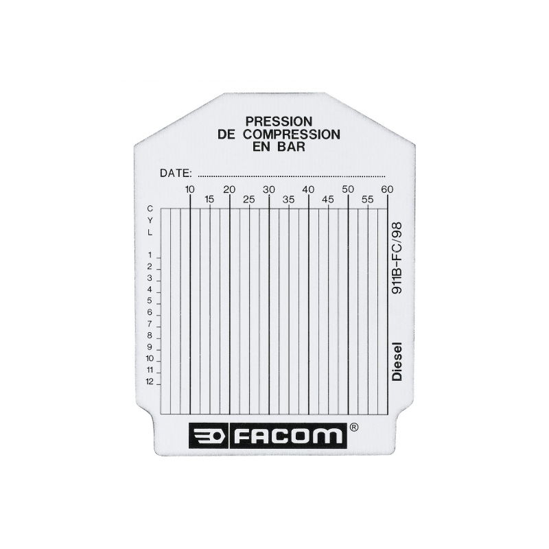 911B.FC Facom Sachet de 100 fiches de contrôle - diesel