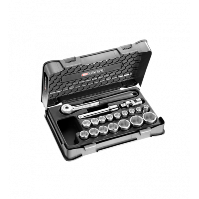 S.151-2P6 Facom Coffret douilles 1/2" 6 pans métriques - 19 pièces - S.151-2P6