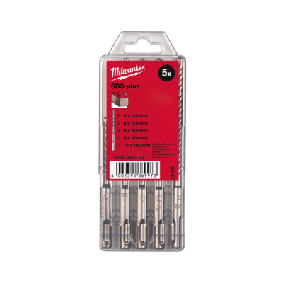 STARTER KIT de 3 forets 1 burin pointu et 1 burin plat SDS+ MILWAUKEE | 4932430002