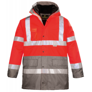 Parka polyester 4 en 1 HI WAY Hi-Viz - rouge / gris - Coverguard | 70599