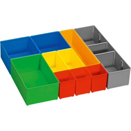 1600A001S6 Boîtes de stockage de petites pièces Bosch Set de casiers InSet-Box pour i-BOXX 72, 10 pièces Professional outils