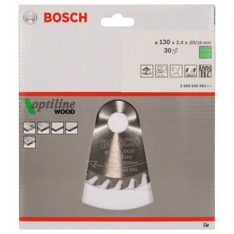2608640583 Lame de scie circulaire Optiline Wood Accessoire Bosch pro outils