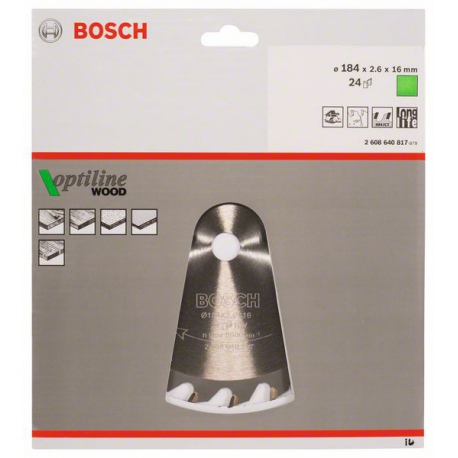2608640817 Lame de scie circulaire Optiline Wood Accessoire Bosch pro outils