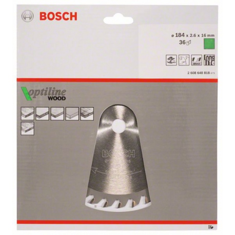 2608640818 Lame de scie circulaire Optiline Wood Accessoire Bosch pro outils