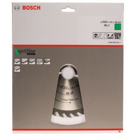 2608640622 Lame de scie circulaire Optiline Wood Accessoire Bosch pro outils