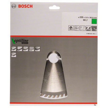 2608641192 Lame de scie circulaire Optiline Wood Accessoire Bosch pro outils