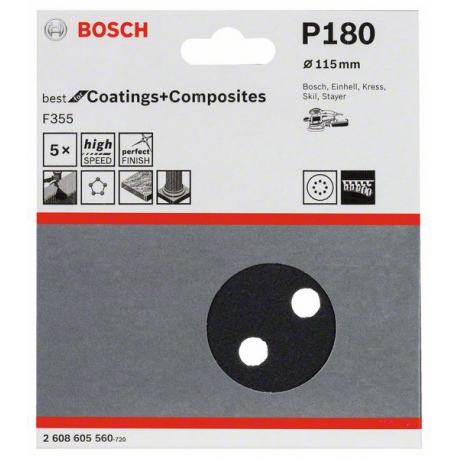 2608605560 Disque abrasif F355, pack de 5 Accessoire Bosch pro outils
