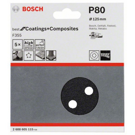 2608605115 Disque abrasif F355, pack de 5 Accessoire Bosch pro outils