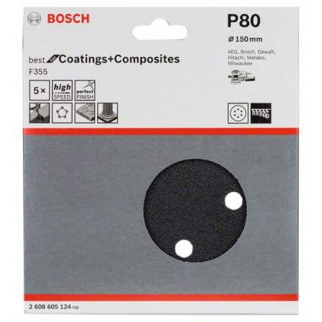 2608605124 Disque abrasif F355, pack de 5 Accessoire Bosch pro outils