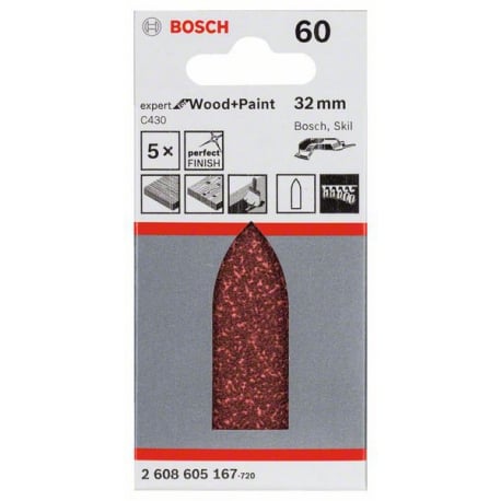 2608605167 Feuille abrasive C430, pack de 5 Accessoire Bosch pro outils