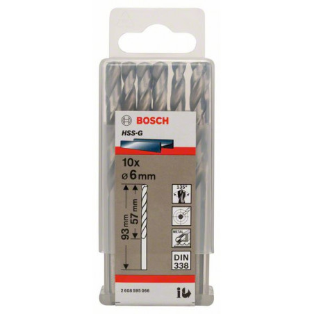 2608595066 Forets à métaux rectifiés HSS-G, DIN 338 Accessoire Bosch pro outils