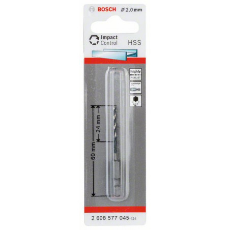 2608577045 Foret hélicoïdal HSS à queue six pans 2,0 mm Accessoire Bosch pro outils