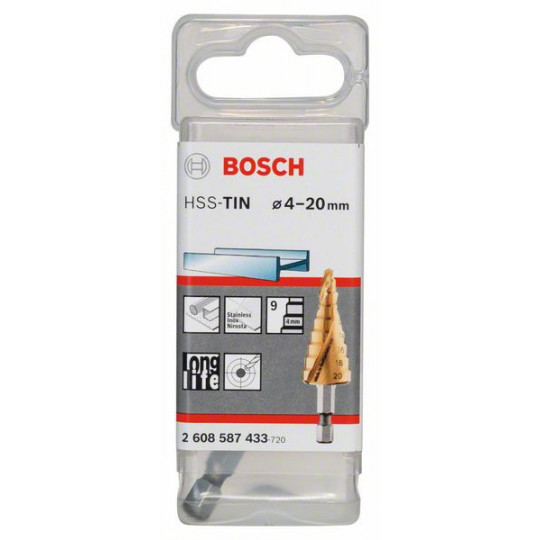Bosch Fraise Étagée HSS-TiN Queue 3 Pans 93,5mm - Perçage Précis Multi-Diamètres