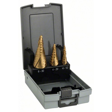 2608587432 Fraises étagées HSS-TiN, assortiment de 3 pièces Accessoire Bosch pro outils