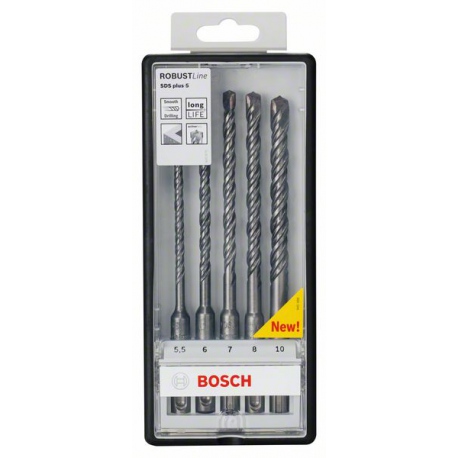 2607019929 Forets Robust Line SDS-plus-5 pour perforateur, set de 5 pièces Accessoire Bosch pro outils