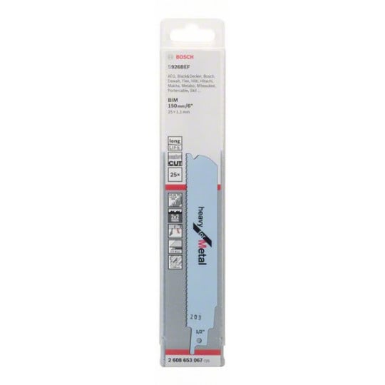 Bosch Lames De Scie Sabre S 926 BEF BIM Heavy For Metal - Lot De 5 - Pour Métal Épais
