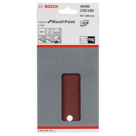 2608608X97 Feuille abrasive C430, pack de 10 Accessoire Bosch pro outils