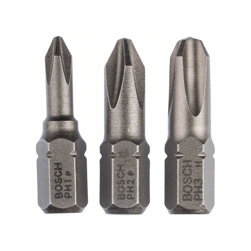 2607001752 Embouts de vissage courts, qualité extra-dure (PH), set de 3 pièces Accessoire Bosch pro outils