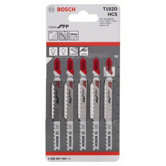 Bosch 3 Lames Scie Sauteuse T 102 H Clean For PVC - Découpes Nettoye Sans Bavure