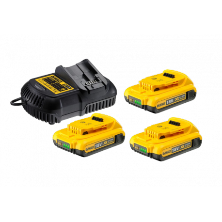 Pack Batteries XR 18V : 3 batteries 2 Ah-Lion + chargeur Dewalt | DCB115D3