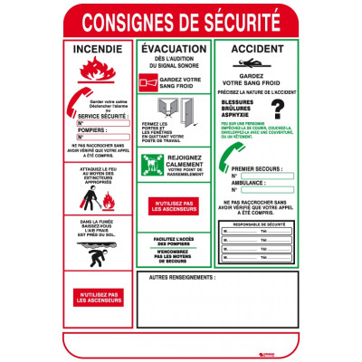 CONSIGNES DE SECURITE 450X300mm TALIAPLAST | 620001