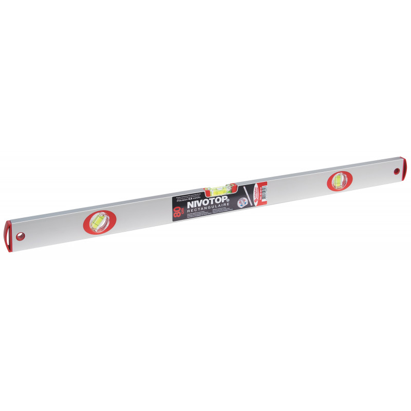 NIVEAU "NIVOTOP" ALUMINIUM RECTANGULAIRE 3 FIOLES 80CM TALIAPLAST | 450604